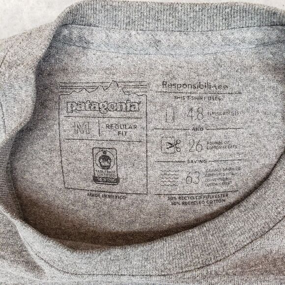Patagonia Responsibilitee Graphic T-Shirt Mens Medium Gray Back Logo Gorpcore - Picture 3 of 6